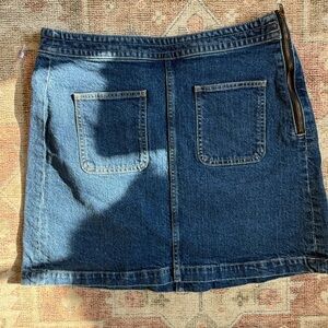 LOFT Blue Denim Mini Skirt with Side Zipper